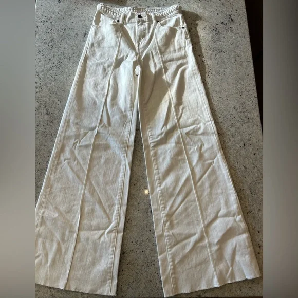Johnny Was White High Rise Braided Wide Leg Jeans - Picture 1 of 13